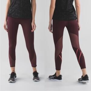 Lululemon All Meshed Up 7/8 Tight Legging Bordeaux Drama / Flash Light Size 4